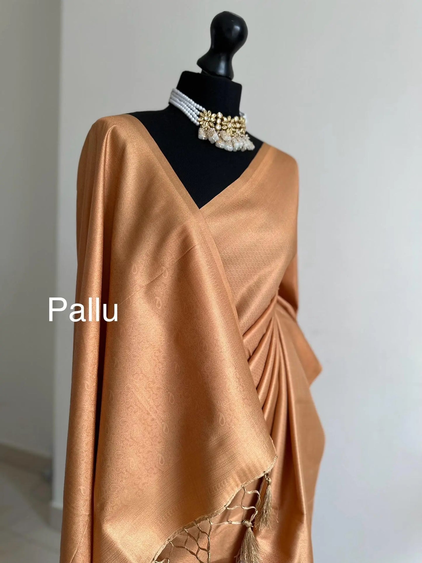 Gold soft silk saree with a copper border and all over sheen. Kubera pattu Sarees for wedding parties events pattu sarees for bridesmaids - LaiLai Sarees