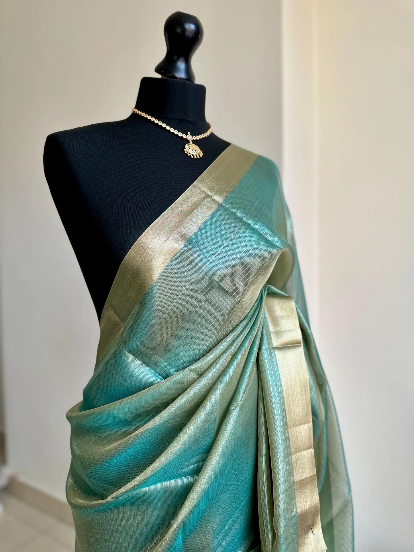 Teal shimmer soft tissue saree with border and unstitched blouse.Soft blue wedding guest party and traditional saree for a unique saree look Etsy