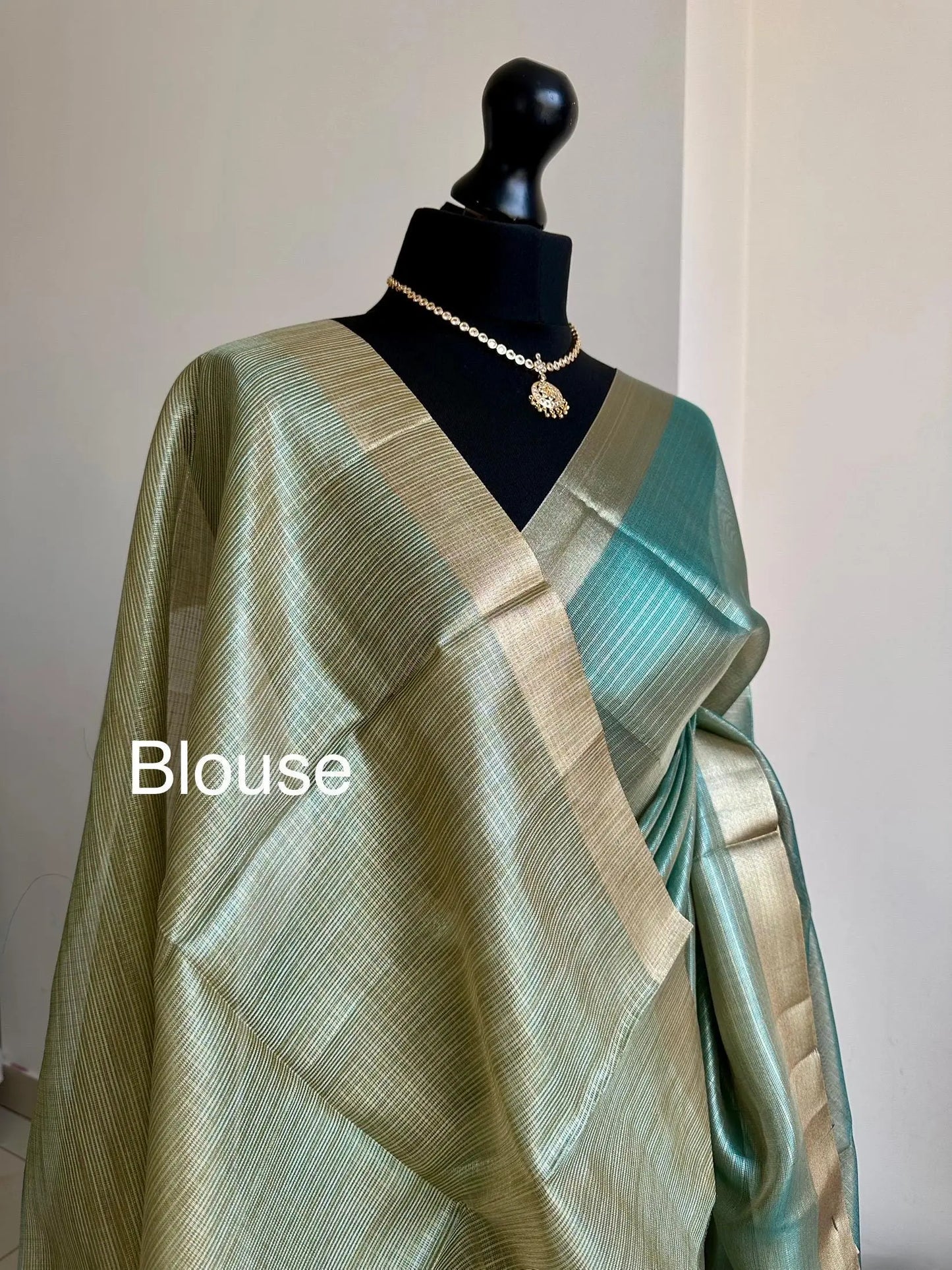Teal shimmer soft tissue saree with border and unstitched blouse.Soft blue wedding guest party and traditional saree for a unique saree look Etsy