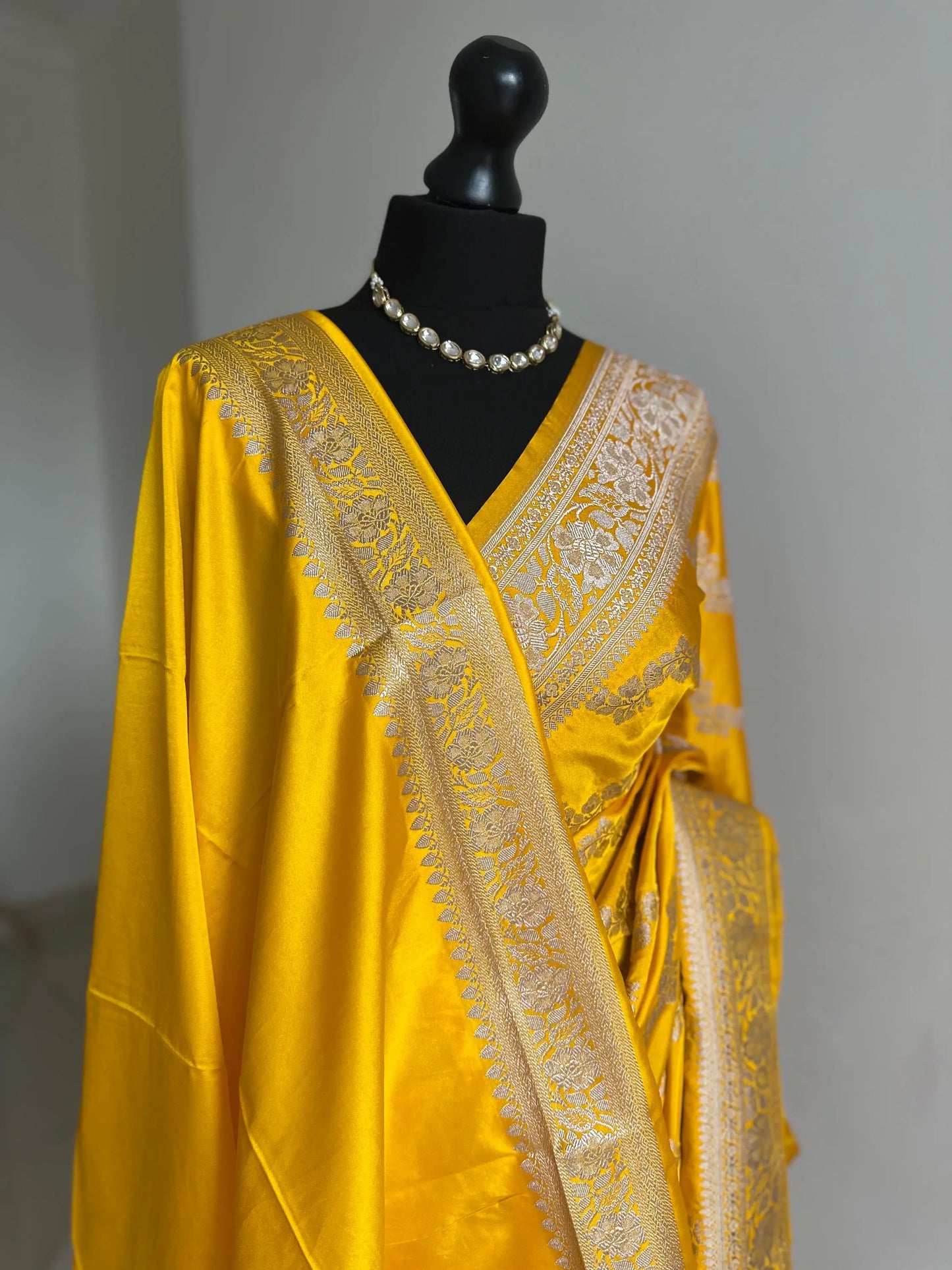 Banarasi silk saree in golden yellow with gold Zari.Golden mustard pattu Saree Traditional Saree with plain contrast blouse with Fall Pico Etsy