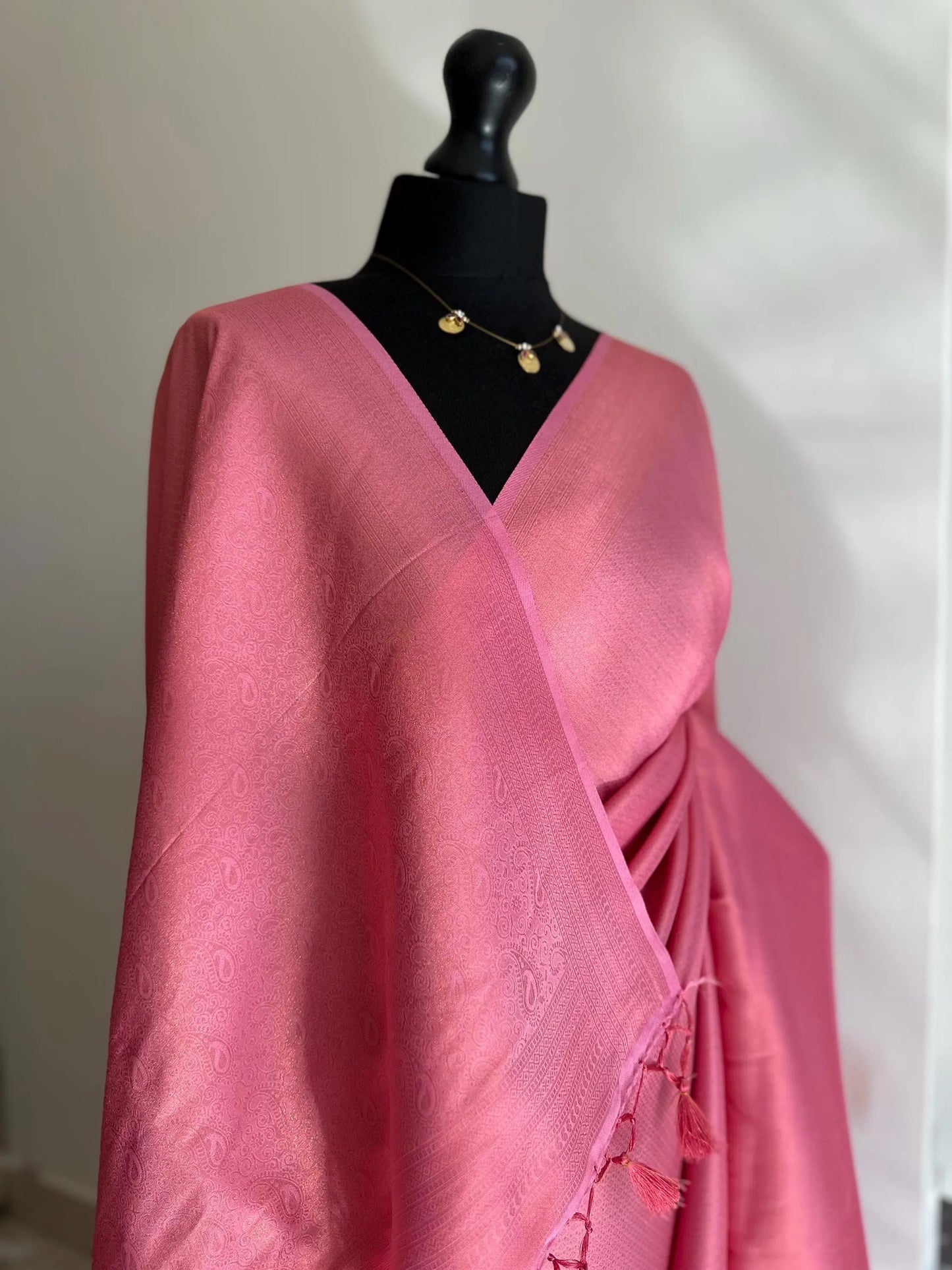 Pink Soft Silk Saree Copper Border - The Perfect Choice for Parties and Events -