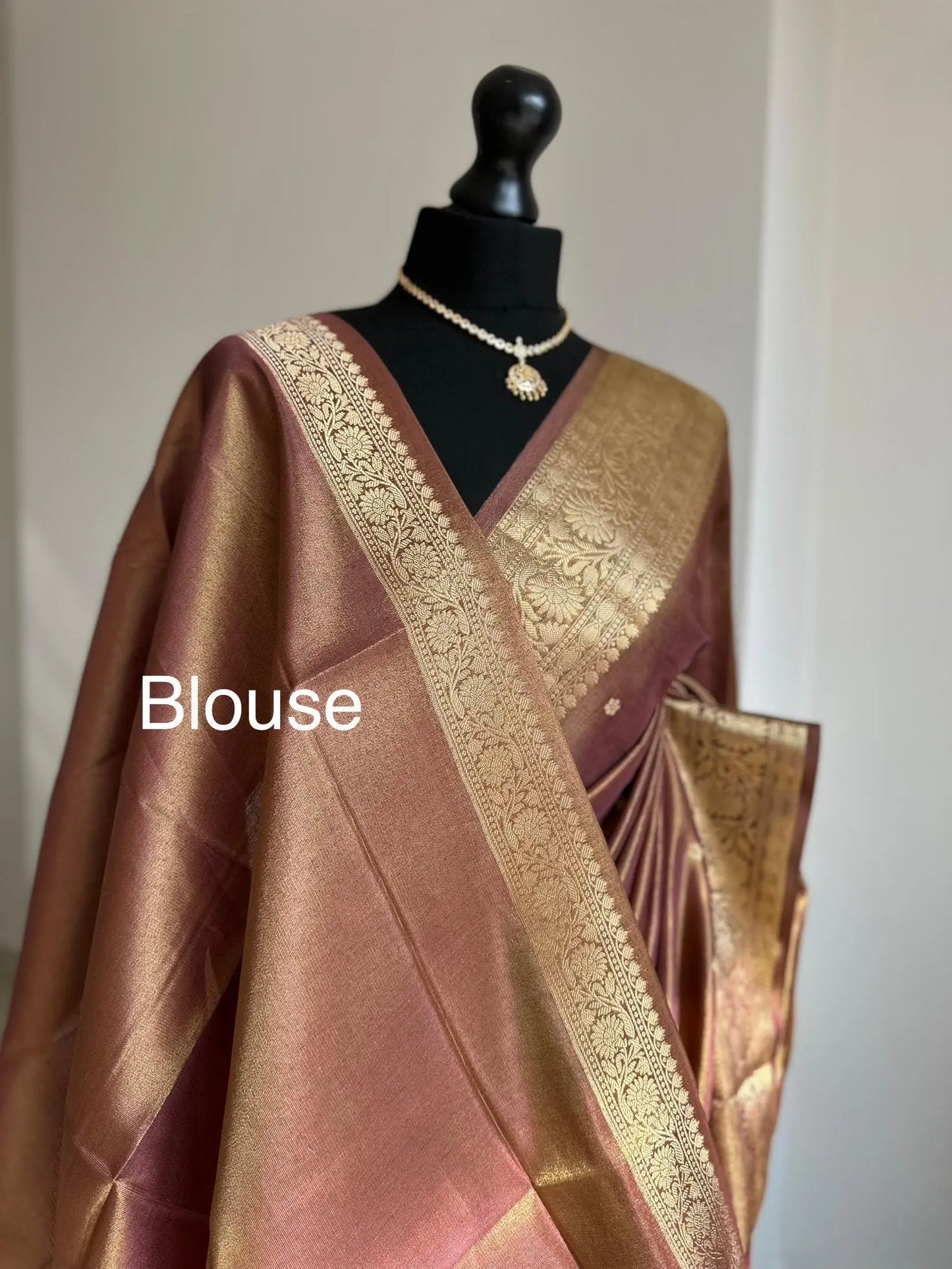 Gold mauve dual toned plain shimmer soft tissue saree Etsy
