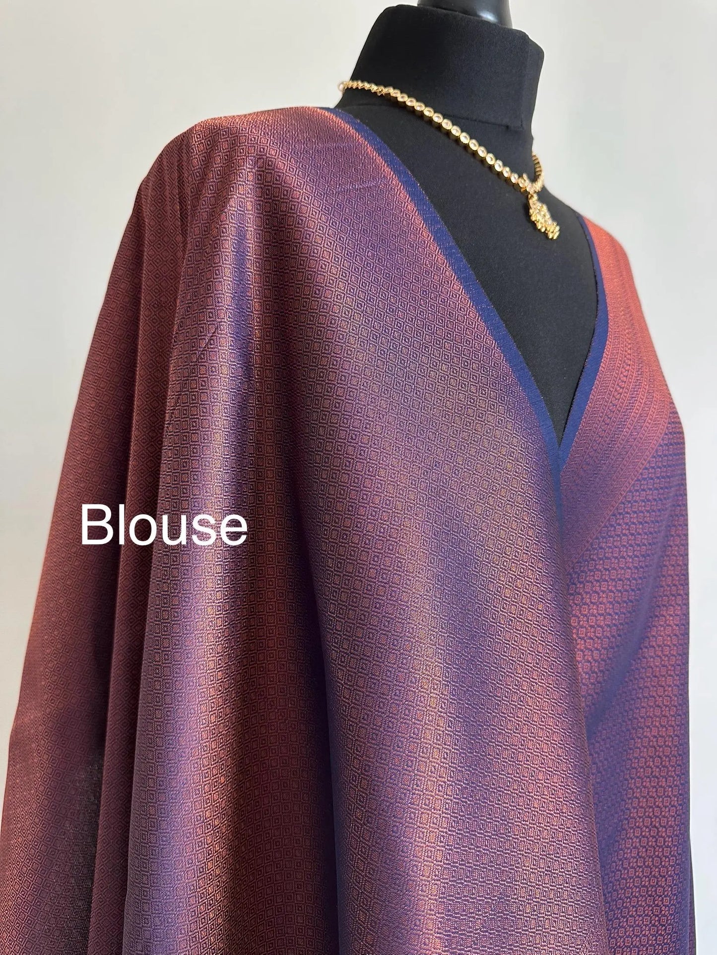 Navy blue and copper kubera saree with border and all over sheen -