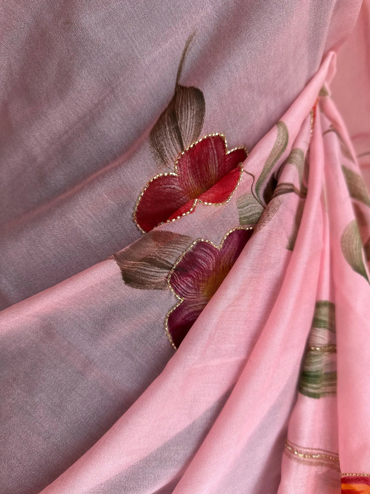 Semi Banarasi Georgette Saree in Pink - Handcrafted and Stylish - LaiLai Sarees