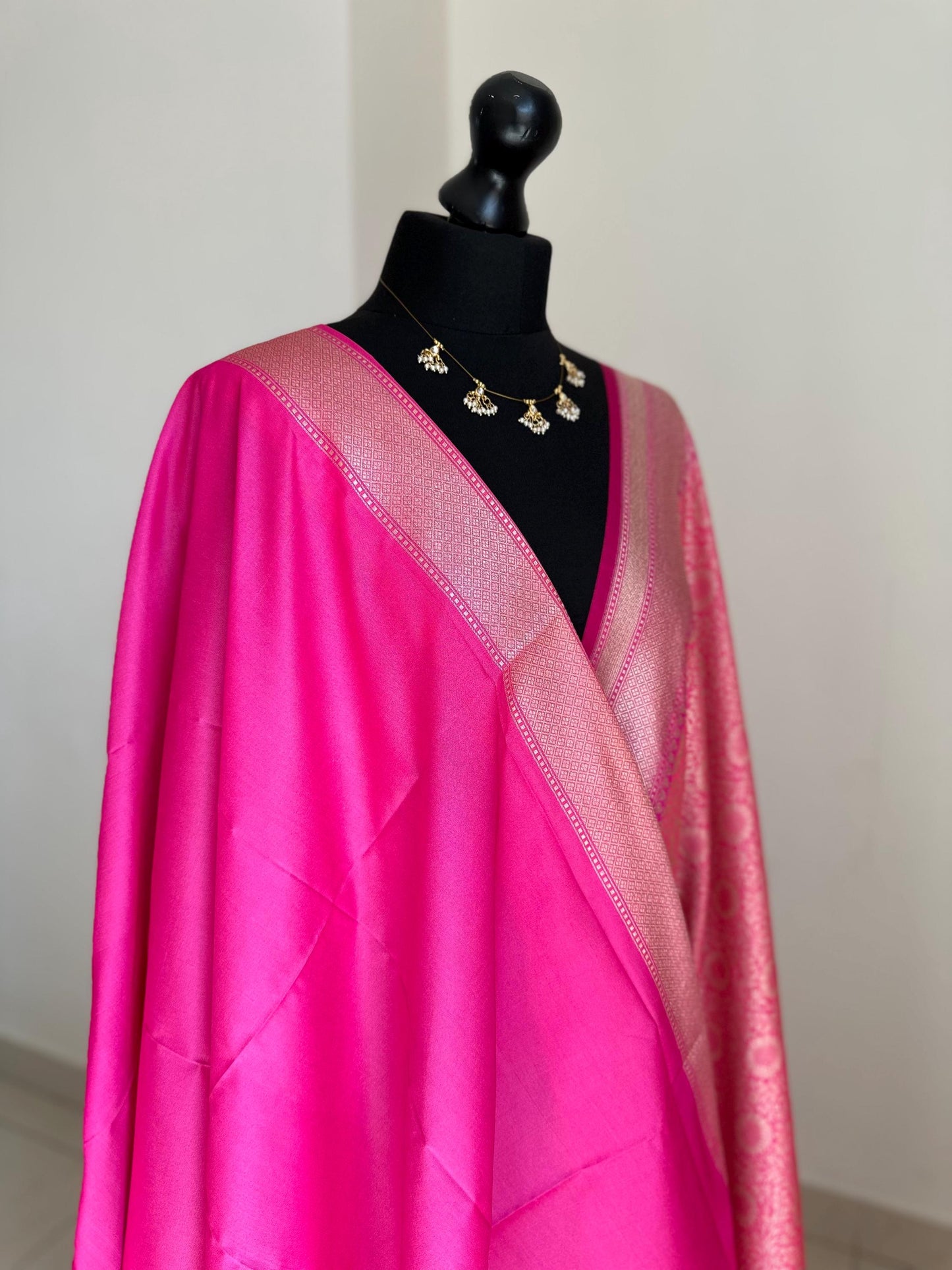 Pink semi silk saree with gold jacquard weave. Indian wedding saree festive banarasi style sari traditional ethnic wear for women