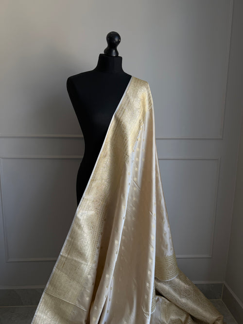 Champagne Banarasi Semi Katan Silk Saree
