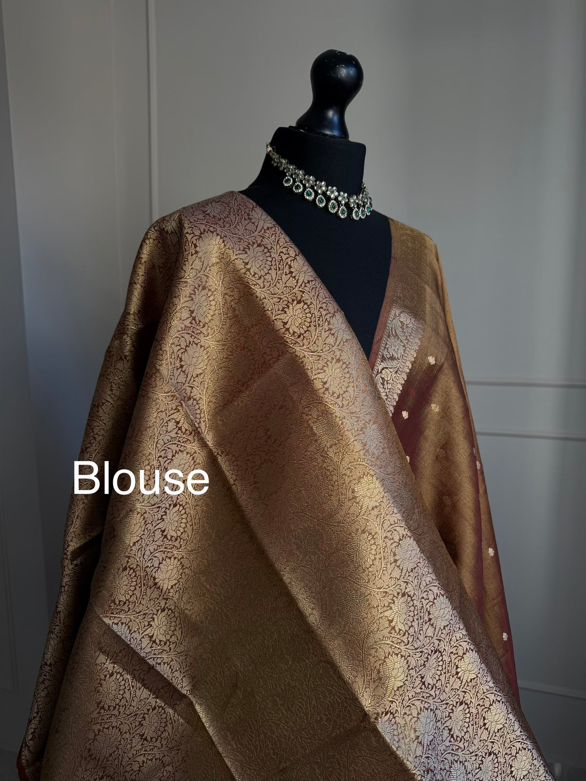 Golden Brown Dual-Tone Shimmer Tissue Saree