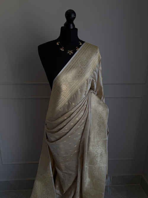 Champagne Banarasi Semi Katan Silk Saree