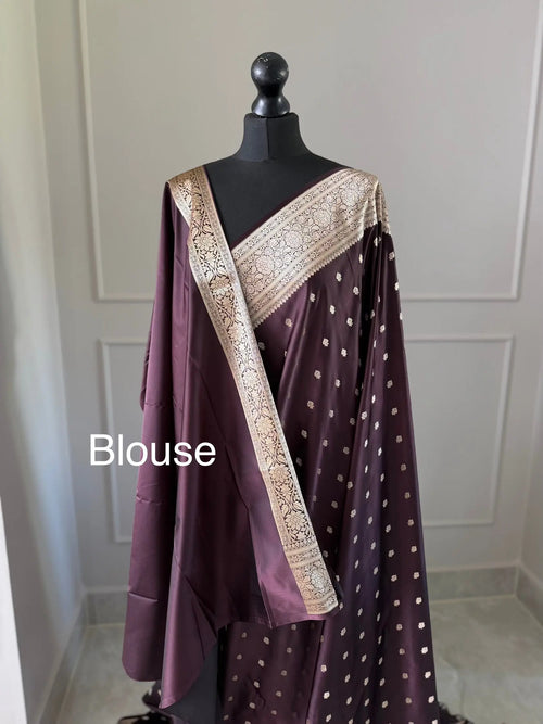 Deep Mauve Katan Semi Silk Saree with Gold Zari