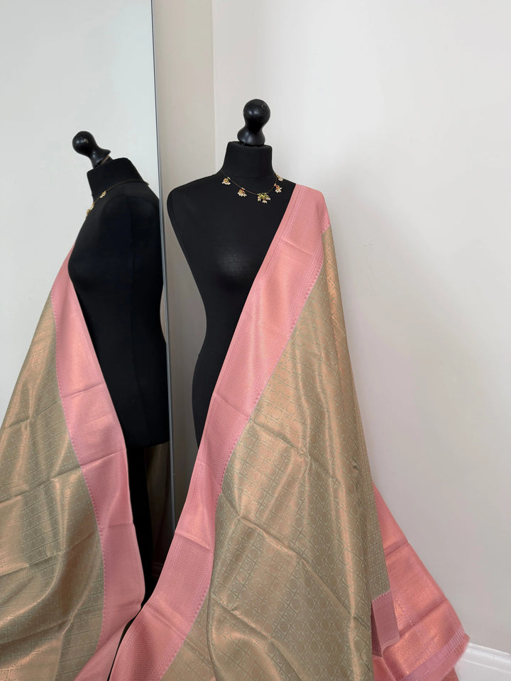 Semi silk mint green saree with pink border. Modern and traditional silk saree LaiLai Sarees