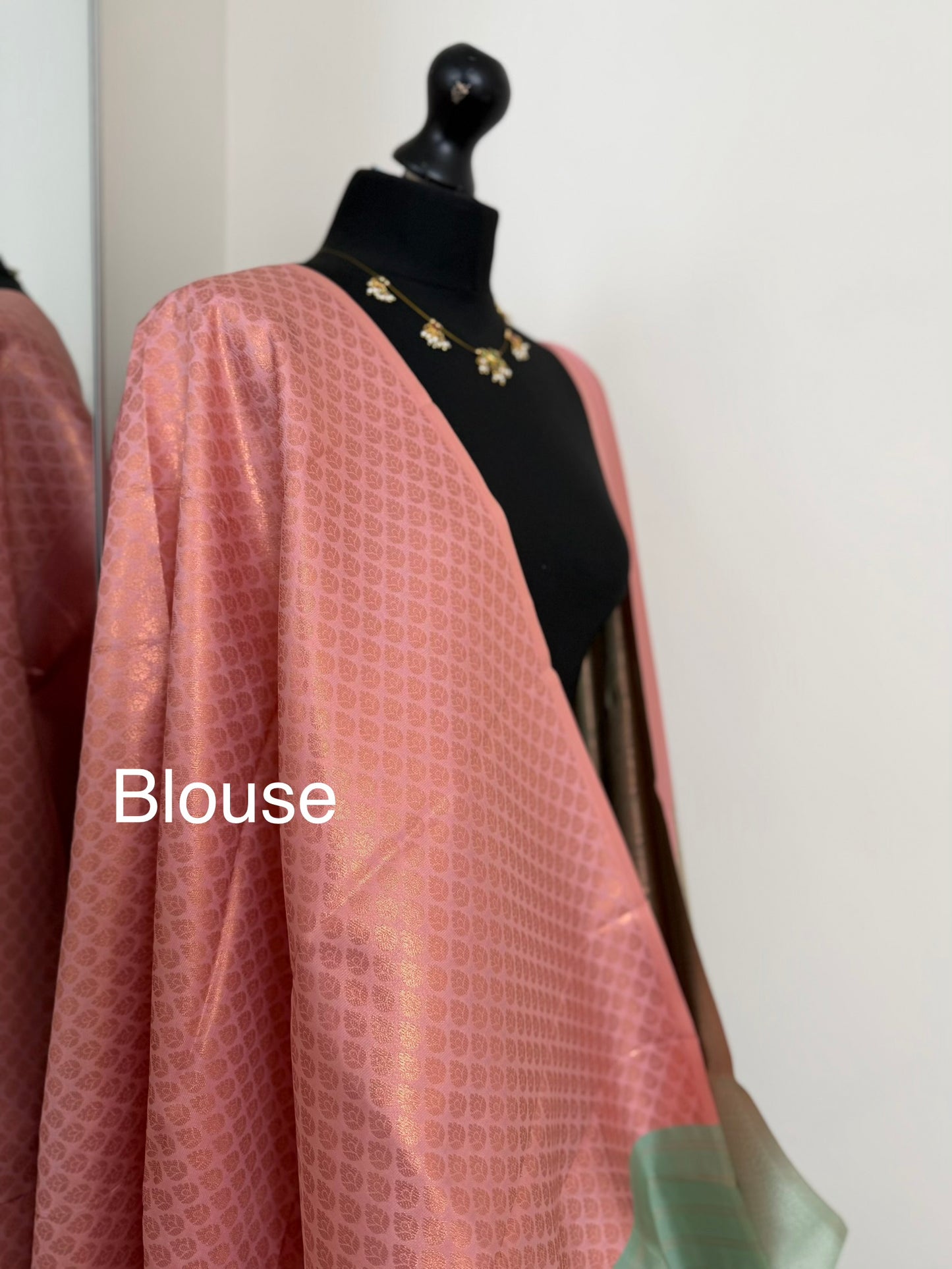 Semi silk mint green saree with pink border. Modern and traditional silk saree
