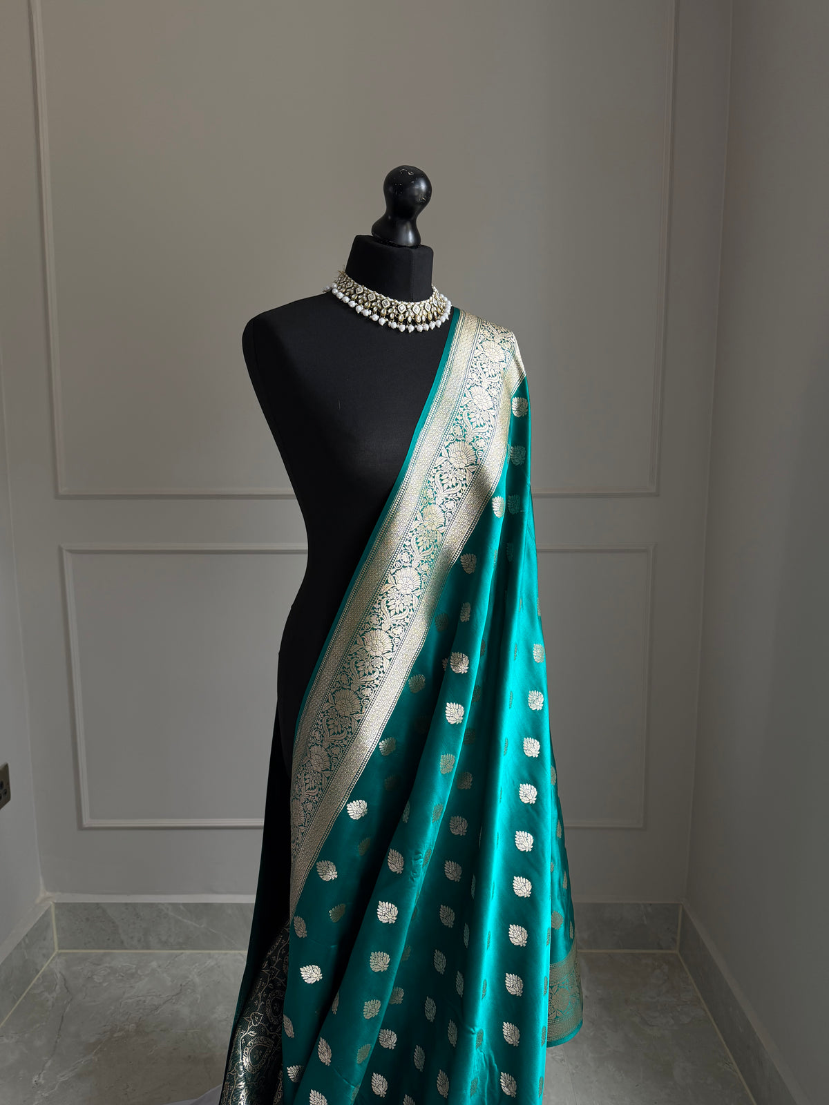 Banarasi Katan silk saree in peacock blue