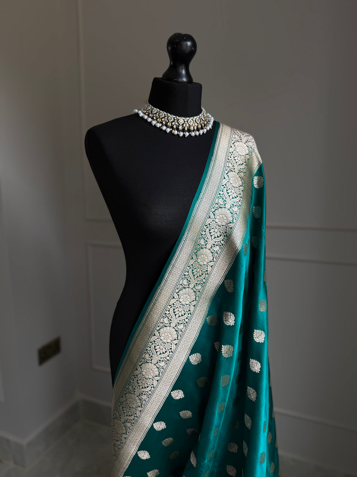 Banarasi Katan silk saree in peacock blue