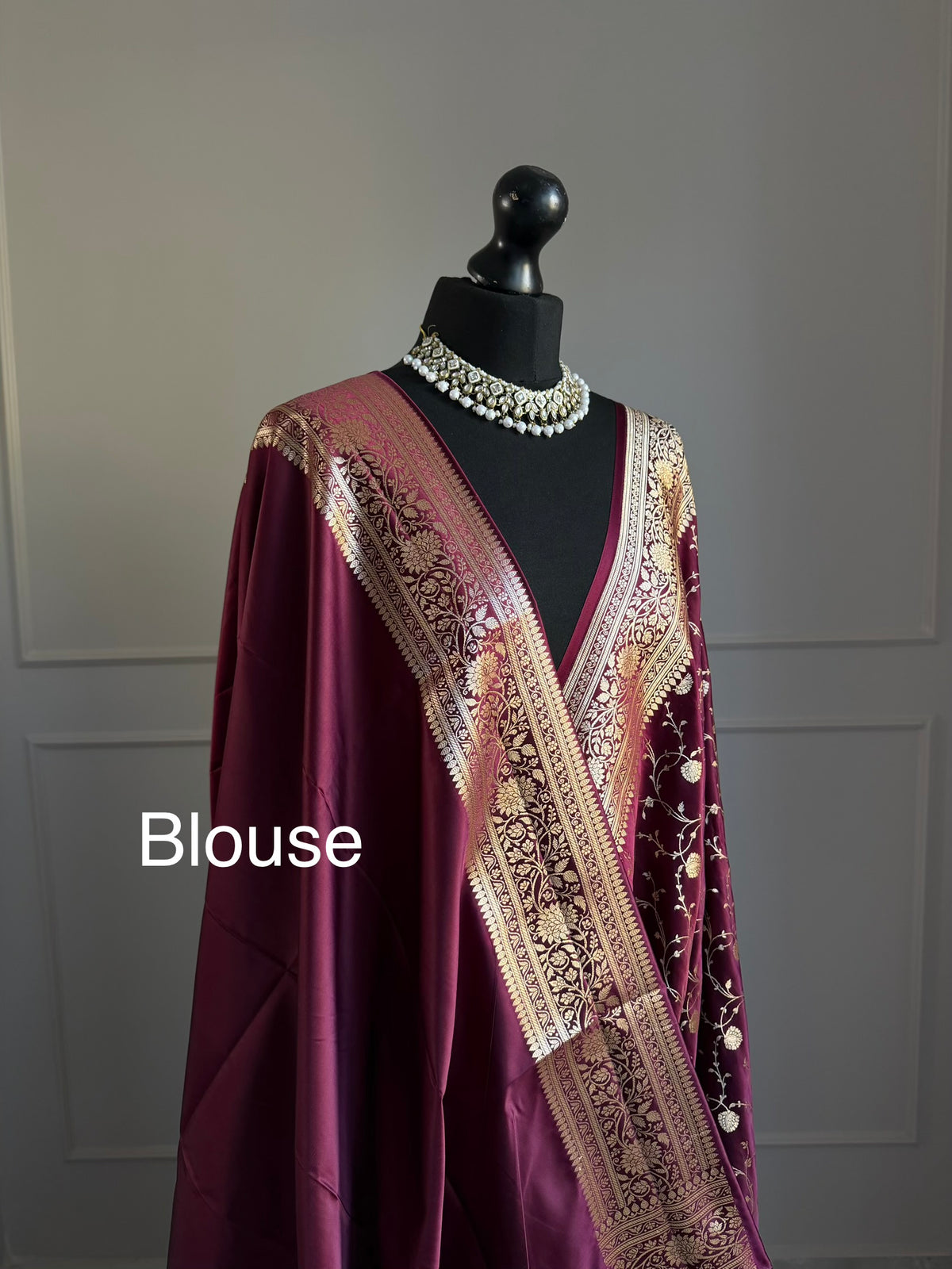 Deep Burgundy Banarasi Silk Saree with Intricate Gold Zari Floral Weave | Wine Maroon Indian Wedding & Occasion Saree
