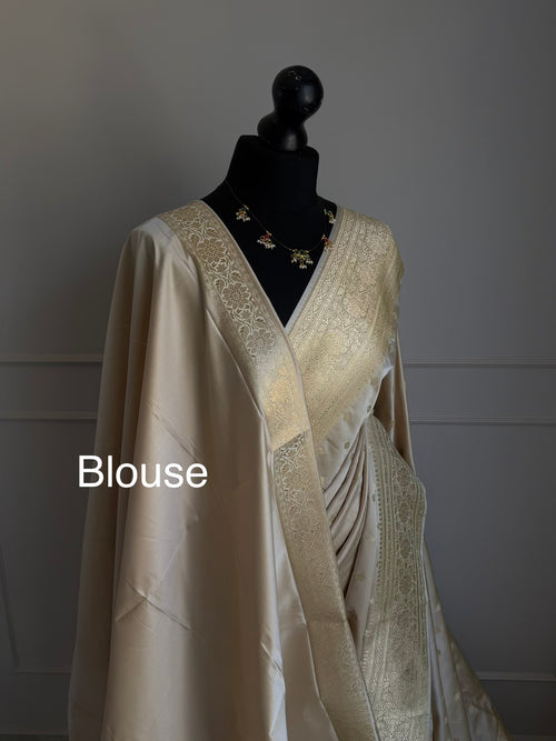 Champagne Banarasi Semi Katan Silk Saree