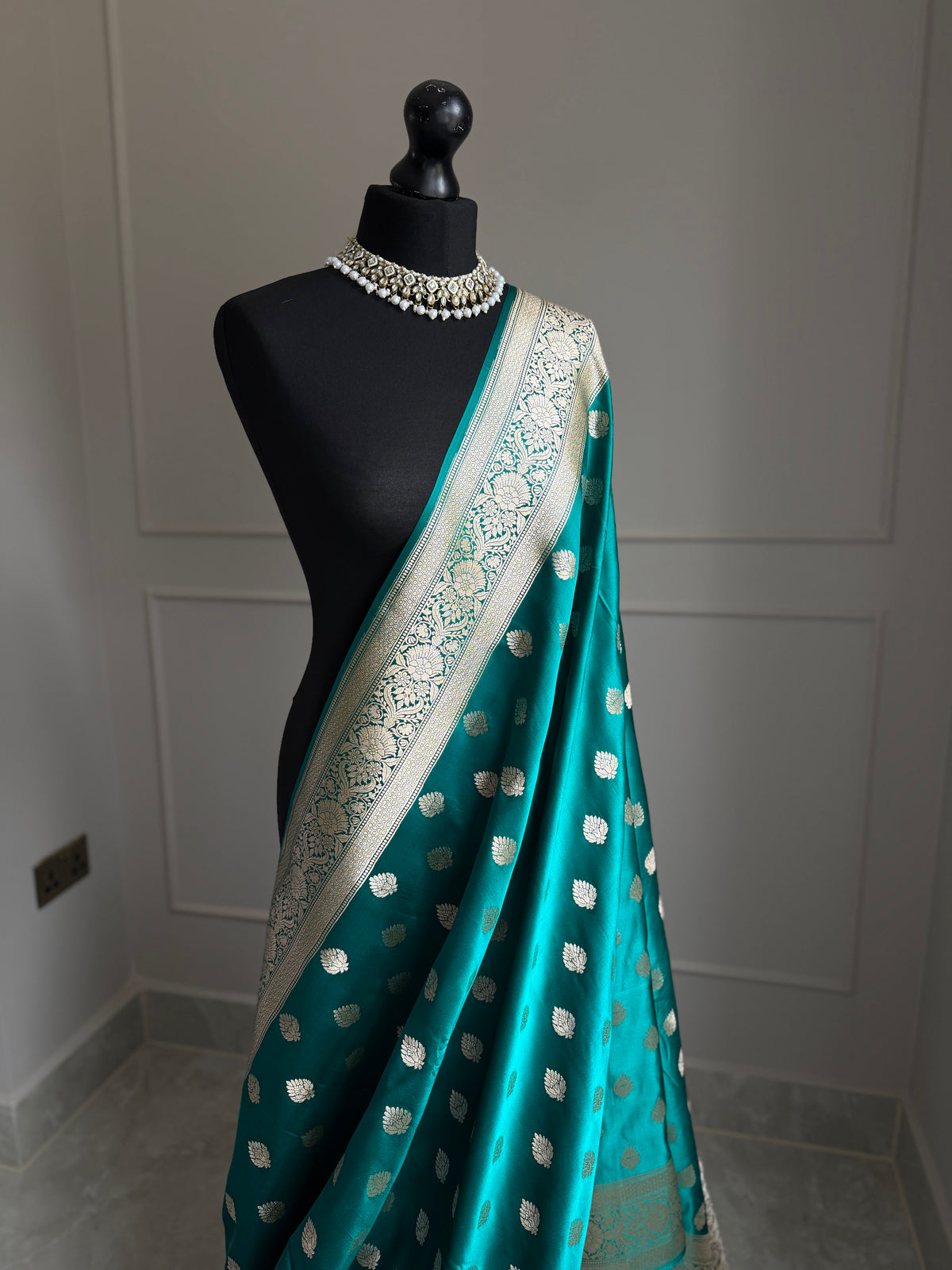 Banarasi Katan silk saree in peacock blue