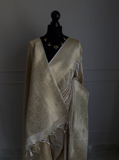 Champagne Banarasi Semi Katan Silk Saree