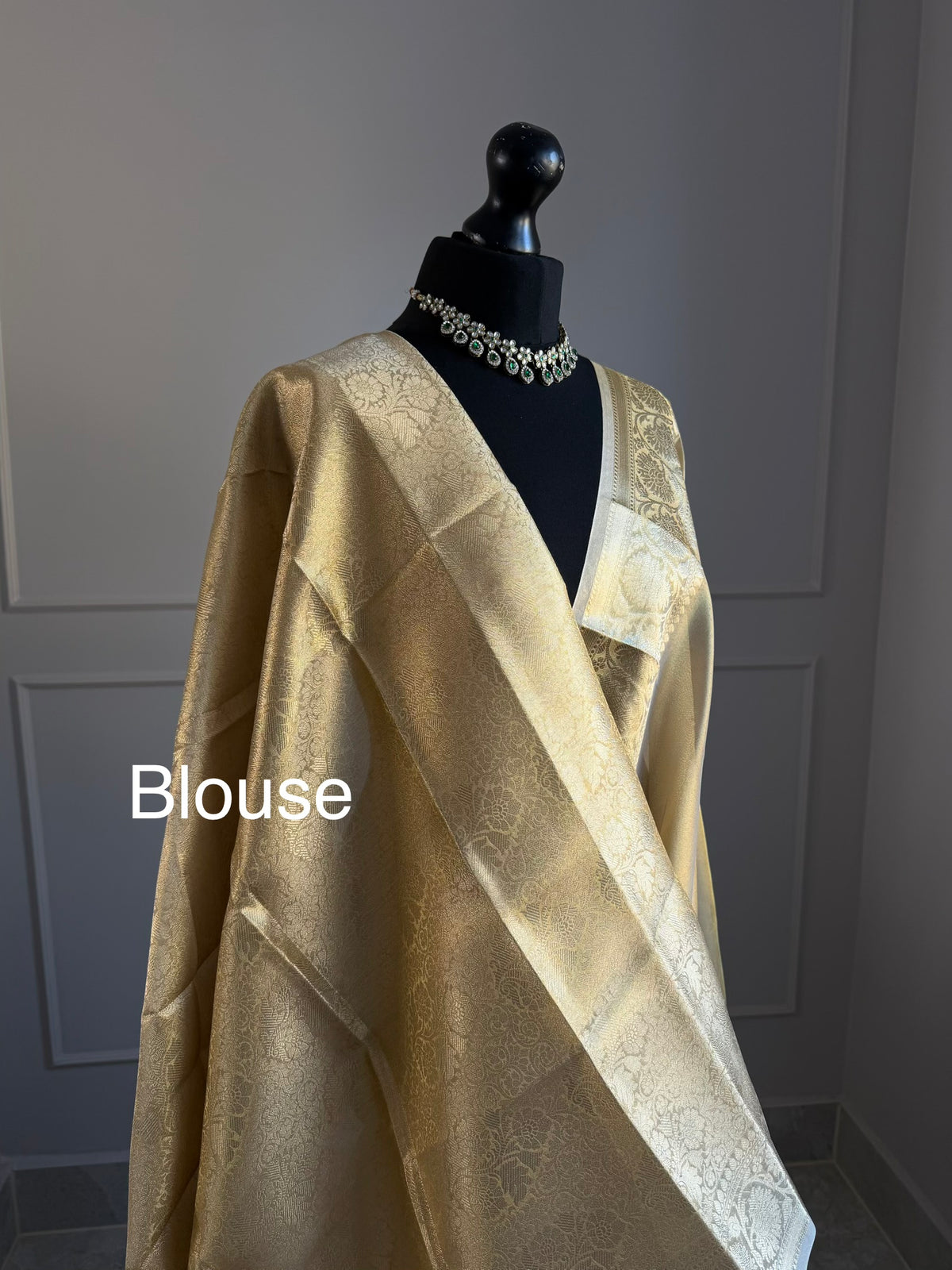 Gold tissue organza with zari border. Soft easy drape saree for all events