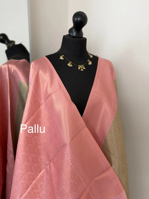 Mint Green Semi Silk Saree with Pink Border
