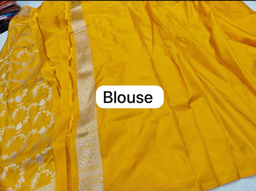 Mustard Pure Banarasi Silk Saree with Gold Zari