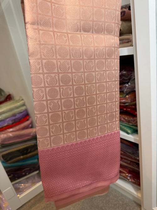 Peach rose-gold silk saree