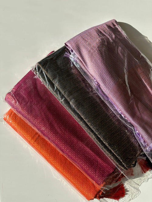 Orange Soft Silk Saree with Copper Border