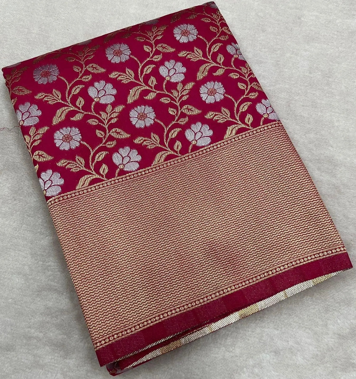 Red Jaal Georgette Saree with Designer Blouse
