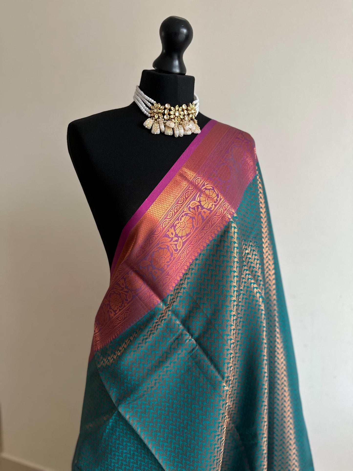 Mustard and rani pink semi silk saree. Authentic traditional silk saree beautiful colour  design .Designer saree with contrast blouse