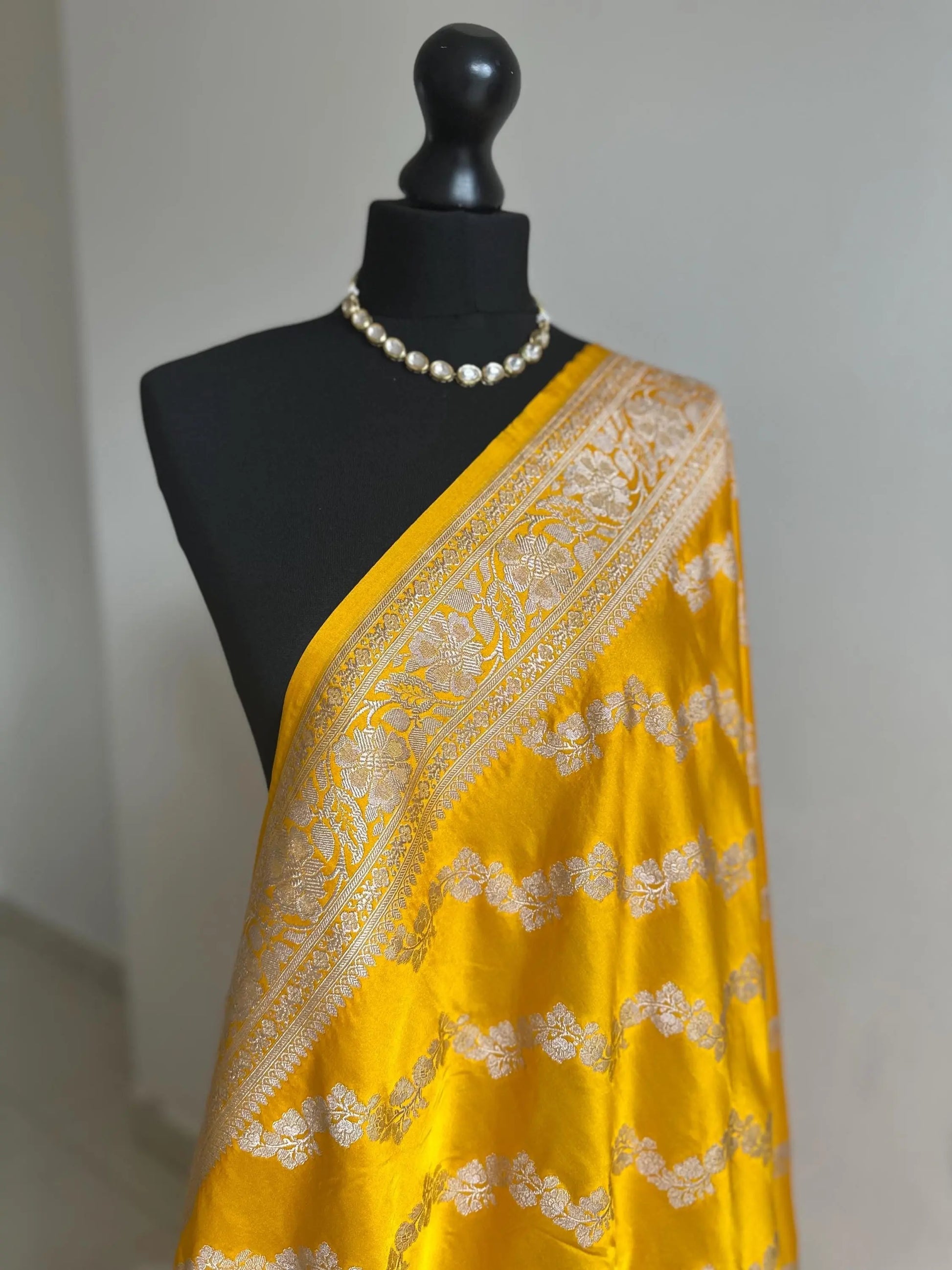 Banarasi silk saree in golden yellow with gold Zari.Golden mustard pattu Saree Traditional Saree with plain contrast blouse with Fall Pico Etsy