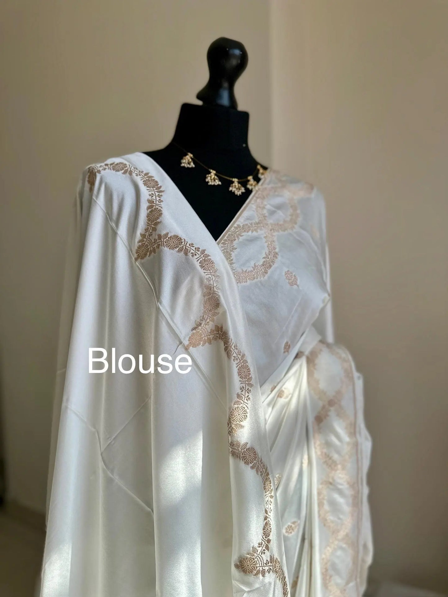 Banarasi silk elegant white saree with gold zari embroidery  wedding saree, festive wear, party wear, reception saree, traditional sari Etsy