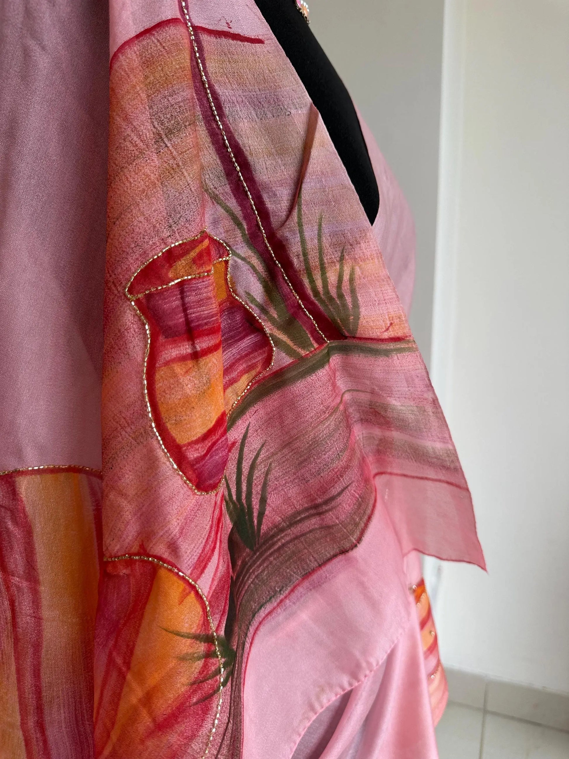 Semi Banarasi Georgette Saree in Pink - Handcrafted and Stylish - LaiLai Sarees